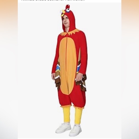 NWT Fleece Turkey Costume Thanksgiving Day Onesie Cosplay Men’s XL - Picture 6 of 6